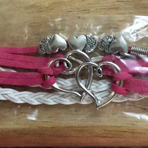 PINK Bracelet, NWOT, DOUBLE Hearts, INFINITY SIGN & more double hearts - Picture 2 of 5
